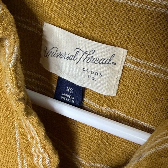 Universal Thread Mustard Striped Dress with Belt at Waist XS - Picture 2 of 3